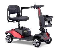 Four-Wheeled Electric Scooter for the Elderly, Foldable Electric Scooter for the Disabled，With Charger and Basket ，Motor Power:250W，Ideal for Elderly & Disabled Red