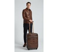 Four Wheels Faux Leather Suitcase Travel Luggage Elite Brown