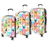 Four Wheels Hard Shell Suitcase Printed Expandable Luggage Dogs and Cats Print (Set of 3)