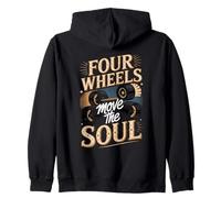 Four Wheels Move The Soul Funny Longboard Saying Zip Hoodie