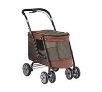 Four Wheels Pet Stroller Strolling Cart for Medium Small Dogs Cats Travel Folding Carrier Stroller with Removable Liner Easy One-Hand Fold Holds Pets (B) (B)