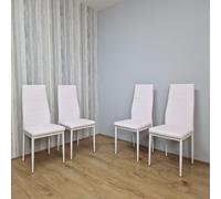 Kosy Koala Set of 4 Cream Plastic Dining Chair with Faux Leather Padded Seat - Denver - Wilko
