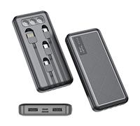 Four-wire Power Bank 20000mAh Large-capacity Flashlight Six-output Power Bank (Color : Black, Size : 10000mAh)