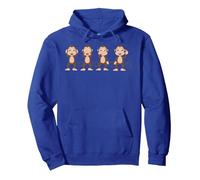 Four Wise Monkeys Pullover Hoodie, Adult Unisex, Royal Blue, Medium