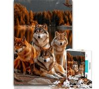 Four Wolves Jigsaw Puzzles for Teenagers 1000 Piece Puzzle,Help The Brain Exercise Addictive Toys to Cultivate Patience A Work of Art 50x75cm