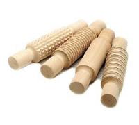 Four Wooden Rolling Pins (1 Plain, 3 Assorted Patterns)
