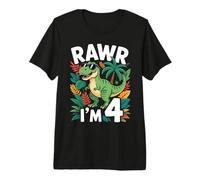 Four Years Old Dinosaur Funny 4th Birthday Kids Premium T-Shirt