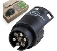 fouraces 7 pin to 13 pin trailer adaptor - car to trailer, towing bar adapter - for caravan, electrics, black