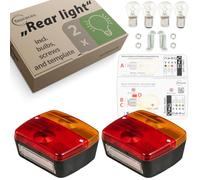 fouraces trailer lights - 2 set, with wiring diagram, tail rear light, accessories, lamps for car, caravan, van, truck