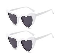 FOURCHEN Heart Shaped Sunglasses for Women,Vintage Cat Eye Mod Style Retro Kurt Cobain Glasses (2 white)
