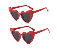 FOURCHEN Heart Shaped Sunglasses for Women,Vintage Cat Eye Mod Style Retro Kurt Cobain Glasses (2RED)