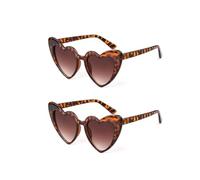 FOURCHEN Heart Shaped Sunglasses for Women,Vintage Cat Eye Mod Style Retro Kurt Cobain Glasses (Leopard+Leopard)