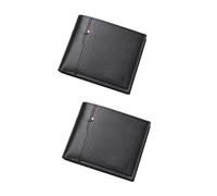 FOURCHEN Mens Classic Antitheft Wallet, Genuine Leather Billfold Leather Wallet (Black+Black)