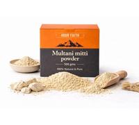 Fourfaith Multani Mitti Earth Clay Mask 500 Gms - 100% Natural Indian Healing Clay (Bentonite & Kaolin), Deep Cleansing Facial Mask for Skincare, Pure Grade Calcium & Sodium Clay (17 ounces)