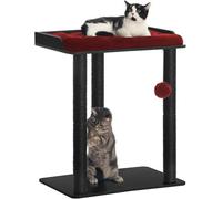 FourFurPets 26.7in Large Cat Tree Tower Condo, Cat Scratch Posts for Indoor Cats, Big Plate, Three 23.6in Full Sisal Scratching Posts, Black&Red