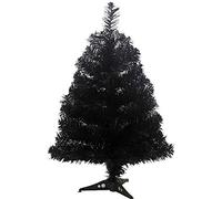 Fouriding 2ft (60cm) Christmas Tree Artificial Xmas Pine Trees with PVC Leg Stand Base Home Office Holiday Decoration (Black)