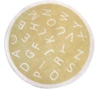 Fouriding ABC Alphabet Round Rug Soft Cartoon Plush Rug Cute Carpet Non-slip Rug for Baby Kids Room Classroom Nursery Room Boys Girls Room Decor (Yellow, 160cm)
