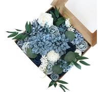 Fouriding Artificial Flowers Roses for DIY,Wedding Bouquets Roses Diy Centerpieces Arrangements for Cake Party Baby Shower Christmas Home Decor (Misty Blue)