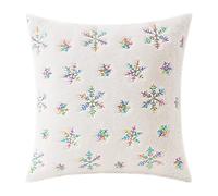 Fouriding Christmas Snowflake Cushion Covers,Plush Embroidery Pillowcase 18 x18 Inch Christmas Square Pillow Cases for Sofa Couch Christmas Decorations (1 Pack, White)