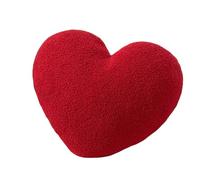 Fouriding Heart Shaped Throw Pillows,Crushed Flower Heart Throw Pillow Velvet Heart Cushion for Home Couch Sofa Bed Chair Floor Car Living Room (Red)