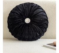 Fouriding Ice Velvet Wheel Throw Pillow 35cm,Pumpkin Pillows Wheel Cushion Round Floor Pillows for Living Room Sofa Bed Chair Floor Car Cushions Home Decoration (Black)