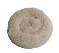 Fouriding Plush Donut Dog Cat Bed-Calming Anxiety Pets Bed for Dogs Cats Pets Soft Round Cushion Beds with Non-Slip Bottom and Washable (L 60CM, Champagne)