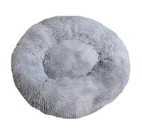 Fouriding Plush Donut Dog Cat Bed-Calming Anxiety Pets Bed for Dogs Cats Pets Soft Round Cushion Beds with Non-Slip Bottom and Washable (M 50CM, Grey)