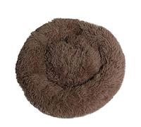 Fouriding Plush Donut Dog Cat Bed-Calming Anxiety Pets Bed for Dogs Cats Pets Soft Round Cushion Beds with Non-Slip Bottom and Washable (M 50CM, Brown)