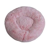 Fouriding Plush Donut Dog Cat Bed-Calming Anxiety Pets Bed for Dogs Cats Pets Soft Round Cushion Beds with Non-Slip Bottom and Washable (M 50CM, Pink)