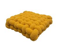 Fouriding Square Knot Throw Pillows,Square Lamb's Fleece Pillows Plush Woven Cushion for Home Sofa Bed Chair Bedroom Decoration (30 * 33 * 12cm, Yellow)