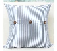 Fouriding Stripes Pillowcase 45CM Set of 2,Square Cushion Cases Vertical-Striped Cushion Covers with Buttoned for Sofa Bed Car Couch Living Room Bedroom Decoration (Blue)