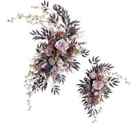 Fouriding Wedding Arch Flowers Swag(Pack of 2),Artificial Roses Swag Flowers for Wedding Ceremony Reception Backdrop Chair Welcome Signs Decoration (Mocha Pink)