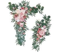 Fouriding Wedding Arch Flowers Swag(Pack of 2),Artificial Roses Swag Flowers for Wedding Ceremony Reception Backdrop Chair Welcome Signs Decoration (Bean paste)