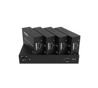 FOURKAY 1x4 HDMI Splitter over CAT6. Includes 4 Receivers. 4K60. 60m Range. HDMI Loop Out. NO Infra Red Passback. HDR10+, HLG, Dolby Vision. HDCP2.2 HDMI 2.0b. Perfect for CCTV Installs.