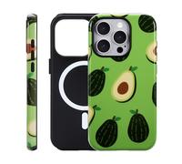 Fourmor for iPhone 16 Pro Case - Wireless Charging for MagSafe, Dual-Layer Design (Outer Hard PC Shell + Inner Soft TPU Shell), Avocado Pattern, Lightweight Case Suitable for Women.