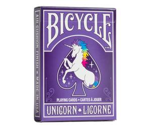 Fournier BICYCLE Unicorn, Multi-Colour | Unicorn back inspired from 1937 KEM design, Custom Ace of Spades, Brightly colored faces, Air Cushion Finish, Made in USA