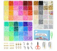 Fournine 10000 Pcs 3 Boxes 60 Colours Clay Beads Bracelet Making Kit