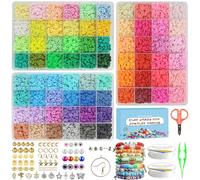 Fournine 15800 Pcs Clay Beads Bracelet Making Kit, 3 Boxes 72 Colors Polymer Clay Beads for Jewellery Friendship Bracelet Making Kit with Letter Bead and Charms, Crafts Gift for Teen Girls