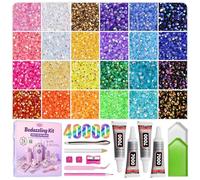 Fournine 40000Pcs Resin Jelly Rhinestones for Bedazzling, 3mm Multicolor Flatback Rhinestones, Bedazzling Kit with 4Pcs Jewellery Glue and Tools, Bedazzler Kit for Crafting Book Makeup Shoes