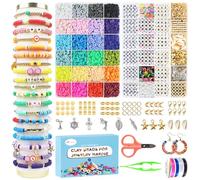 Fournine 7600 Pcs 2 Boxes 24 Colors Clay Beads Bracelet Making Kit