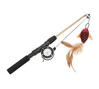 Fournyaa An interactive toy for a cat, a wand for a cat, an attractive telescope resistant to cat bites Red fish + fishing rod
