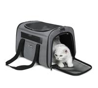 Fourouda Cat Travel Carrier - Foldable Dog Carrier Bag, Soft-Sided Pet Bag up to 20 Lbs,Pet Carrier Soft-Sided Escape Proof with 4 Ventilated Windows, Airline Approved Travel Puppy Carrier (Grey)