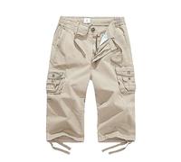 FOURSTEEDS Women's Mid Rise Cargo Capris Elastic Waist Drawstring Multi Pocket Working Tactical Hiking Cropped Cargo Pants