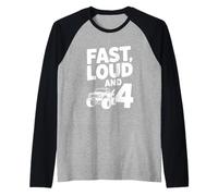 Fourth Birthday Fast Loud and 4 Monster Truck Raglan Baseball Tee