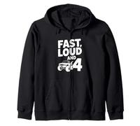 Fourth Birthday FAST LOUD AND 4 Monster Truck Zip Hoodie
