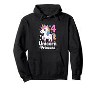 Fourth Birthday Girl 4 Unicorn Princess Theme Pullover Hoodie