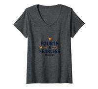 Fourth & Fearless Teacher: Inspiring Educators V-Neck T-Shirt, Women, Dark Heather Grey, S
