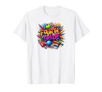 Fourth Grade First Day Back to School Colorful Elementary Value Graphic T-Shirt, Men, White, M