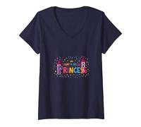 Fourth Grade Princess: Magical Math Royalty V-Neck T-Shirt, Women, Navy, M
