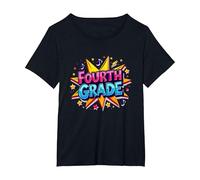 Fourth Grade Rockstar: Celebrate School Milestone T-Shirt, Women's Plus, Black, 6X